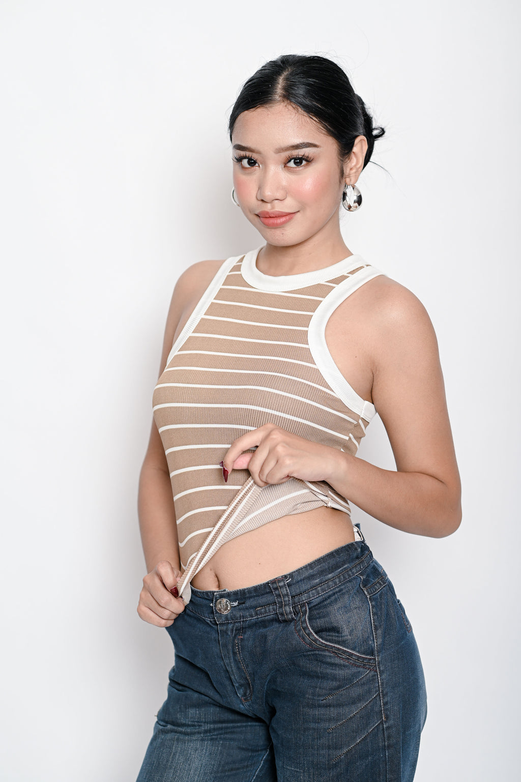 Women’s Basic Ribbed Tank Top Striped Sleeveless Casual