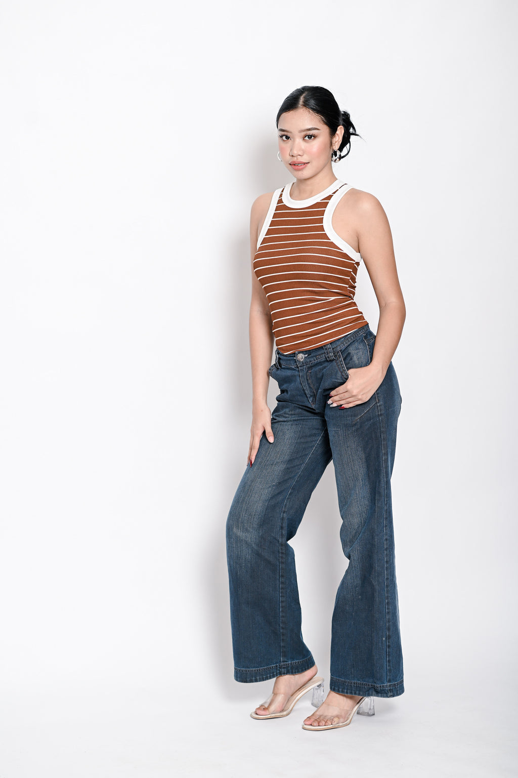 Women’s Basic Ribbed Tank Top Striped Sleeveless Casual