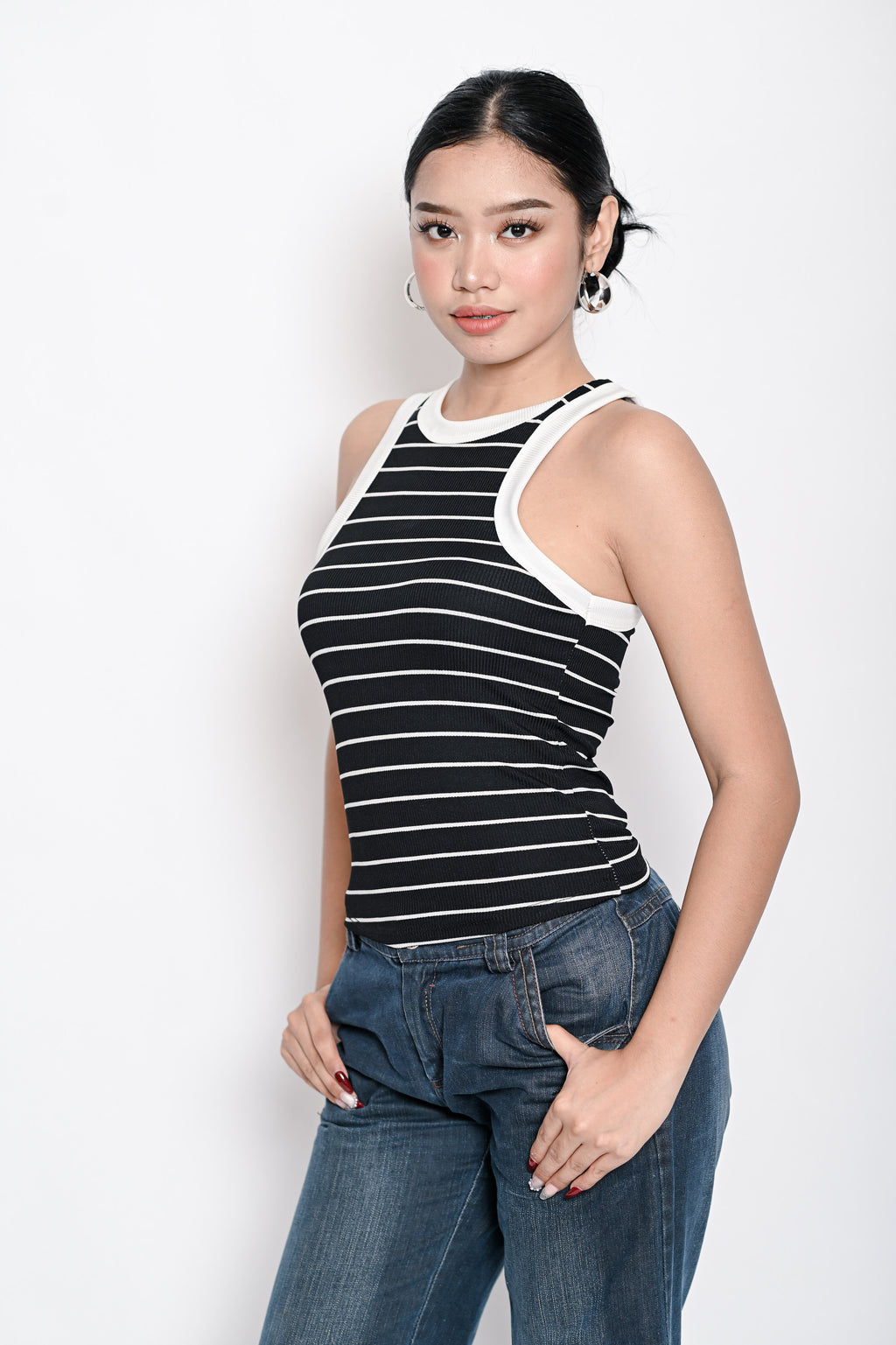Women’s Basic Ribbed Tank Top Striped Sleeveless Casual