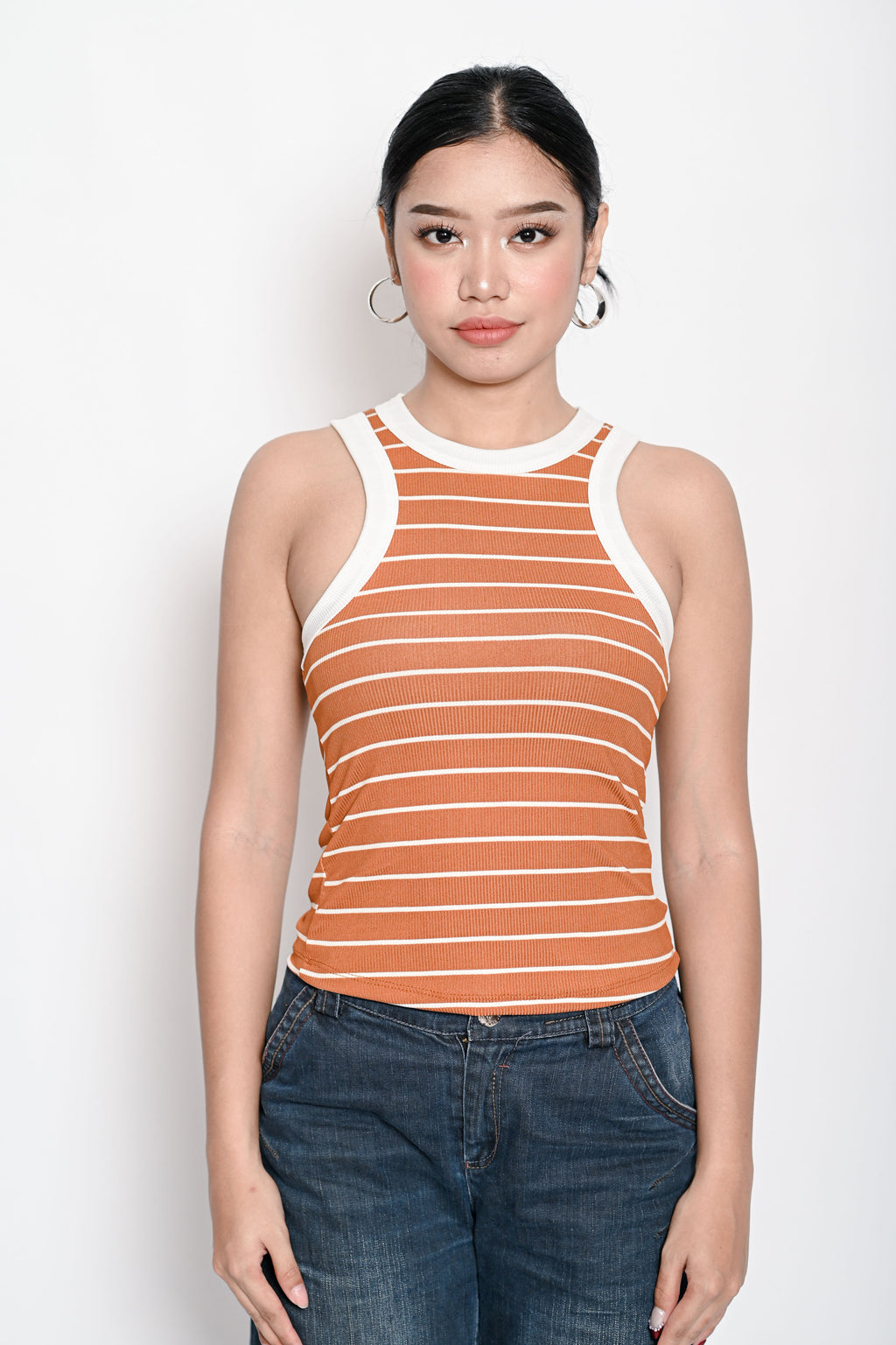 Women’s Basic Ribbed Tank Top Striped Sleeveless Casual