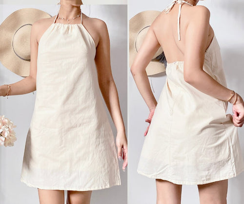 Calliah Linen Backless Halter Sundress – Classic Cool for Sunny Days