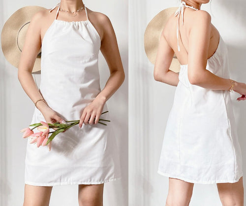 Calliah Linen Backless Halter Sundress – Classic Cool for Sunny Days